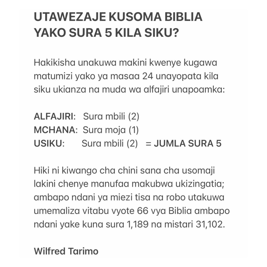 willtarimo's tweet image. Utawezaje Kusoma Biblia Yako Sura 5 Kila siku? (soma maelekezo hapo chini):