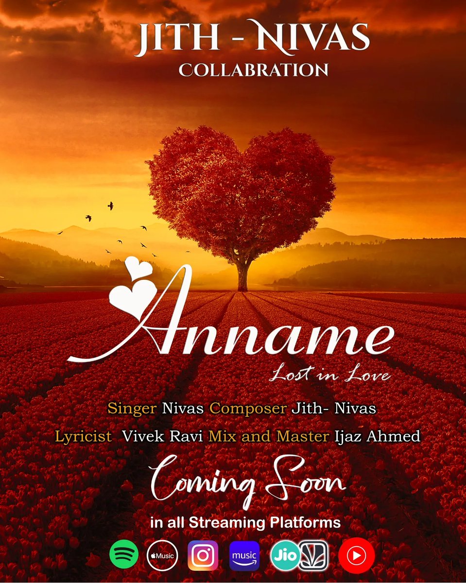 SingerNivas's tweet photo. " ANNAME" Jith-Nivas First Independent Single Announcement!!
@abhijith_composer
@lyricist_vivekravi
@vignesh_saarangam
@ijaz.sound
" ANNAME"  is coming to all of you from our heart!!
#independentartist #INDEPENDENTSINGLE #indiemusic #indie #indiepop #artistsupportartists https://t.co/7pXesUwmY0