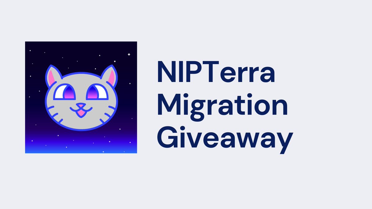 CATNIP Battleverse | Riot Factory (@nipterra) on Twitter photo To celebrate our migration over #polygon, we are giving away 1 NIPTerra NFT!
To join:
-Follow <a href="/NipTerra/">CATNIP Battleverse | Riot Factory</a>
-Like, retweet, tag 2 friend
-Join discord: discord.gg/n9WfwZw55B
Ends in Oct 2 , 8pm gmt+8! To celebrate our migration over #polygon, we are giving away 1 NIPTerra NFT!
To join:
-Follow <a href="/NipTerra/">CATNIP Battleverse | Riot Factory</a>
-Like, retweet, tag 2 friend
-Join discord: discord.gg/n9WfwZw55B
Ends in Oct 2 , 8pm gmt+8!