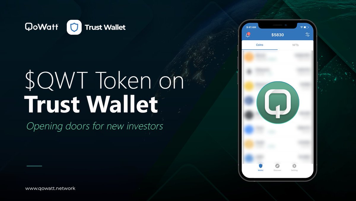 🚨 $QWT token on TrustWallet 🚨

Broadening $QWT token accessibility. You're now able to send and receive your $QWT tokens through the non custodial  <a href="/TrustWallet/">Trust Wallet</a> and <a href="/TrustWalletApp/">Trust Wallet</a> . 

Opening doors for new investors !
