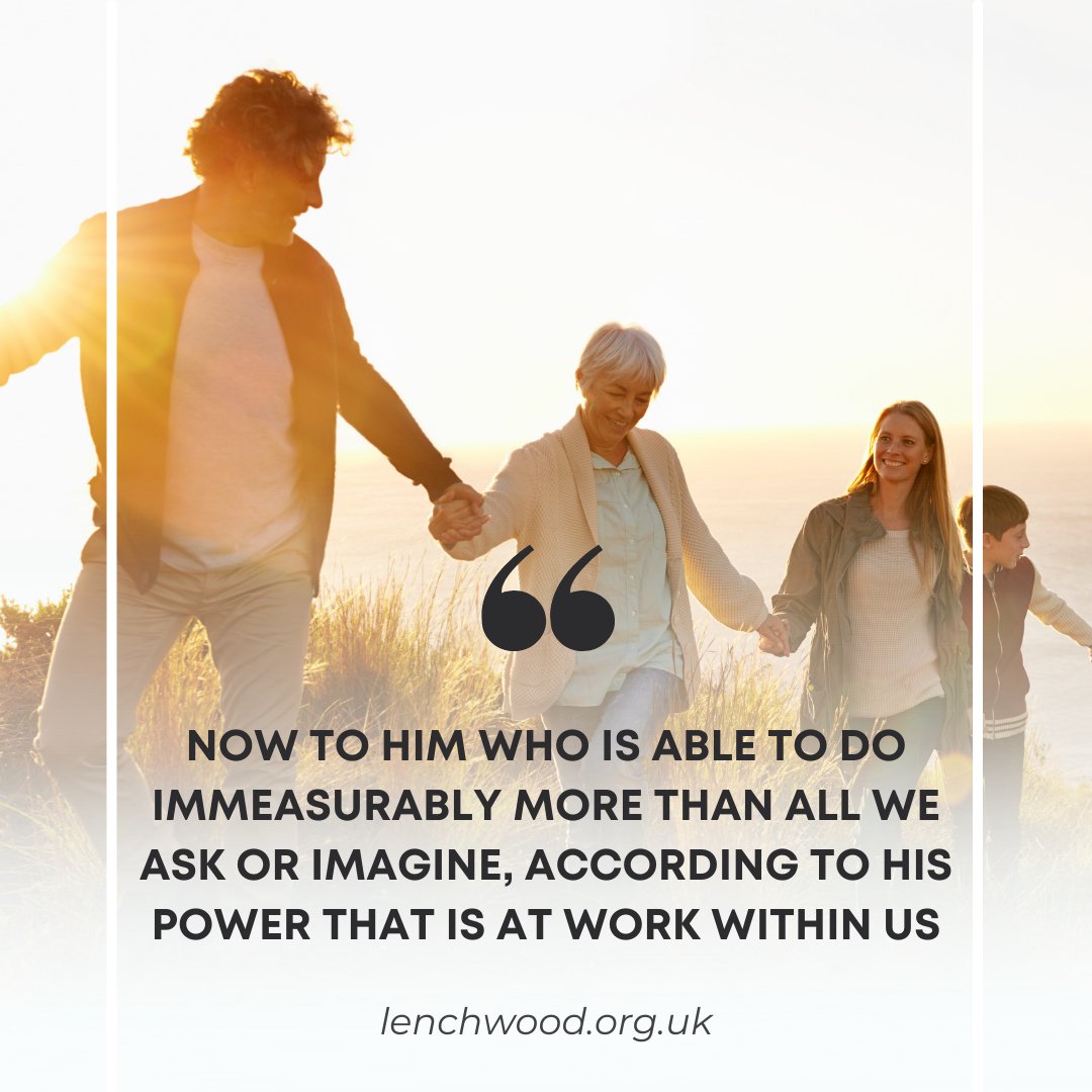 lenchwoodcc's tweet photo. Now to him who is able to do immeasurably more than all we ask or imagine, according to his power that is at work within us, to him be glory in the church and in Christ Jesus throughout all generations, for ever and ever! Amen.

Ephesians 3:20-21

https://t.co/RH2qQXrnEG https://t.co/4vAihemRQX