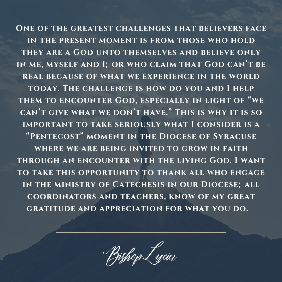HolyFamilySyr's tweet photo. To all participating in the ministry of Catechesis in our Diocese from Bishop Lucia ( #📷 @syracusediocese ) https://t.co/38C1v0FoIN