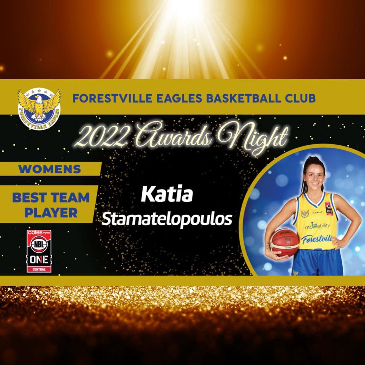 CONGRATULATIONS to Katia Stamatelopoulos - our 2022 NBL1 Moveability Australia Eagles Women’s BEST TEAM PLAYER. 
Well done on an awesome season Katia!
🦅💙💛🏀 #WeTheVille #ForestvilleFamily #NBL1Central
📸: AllStar Photos