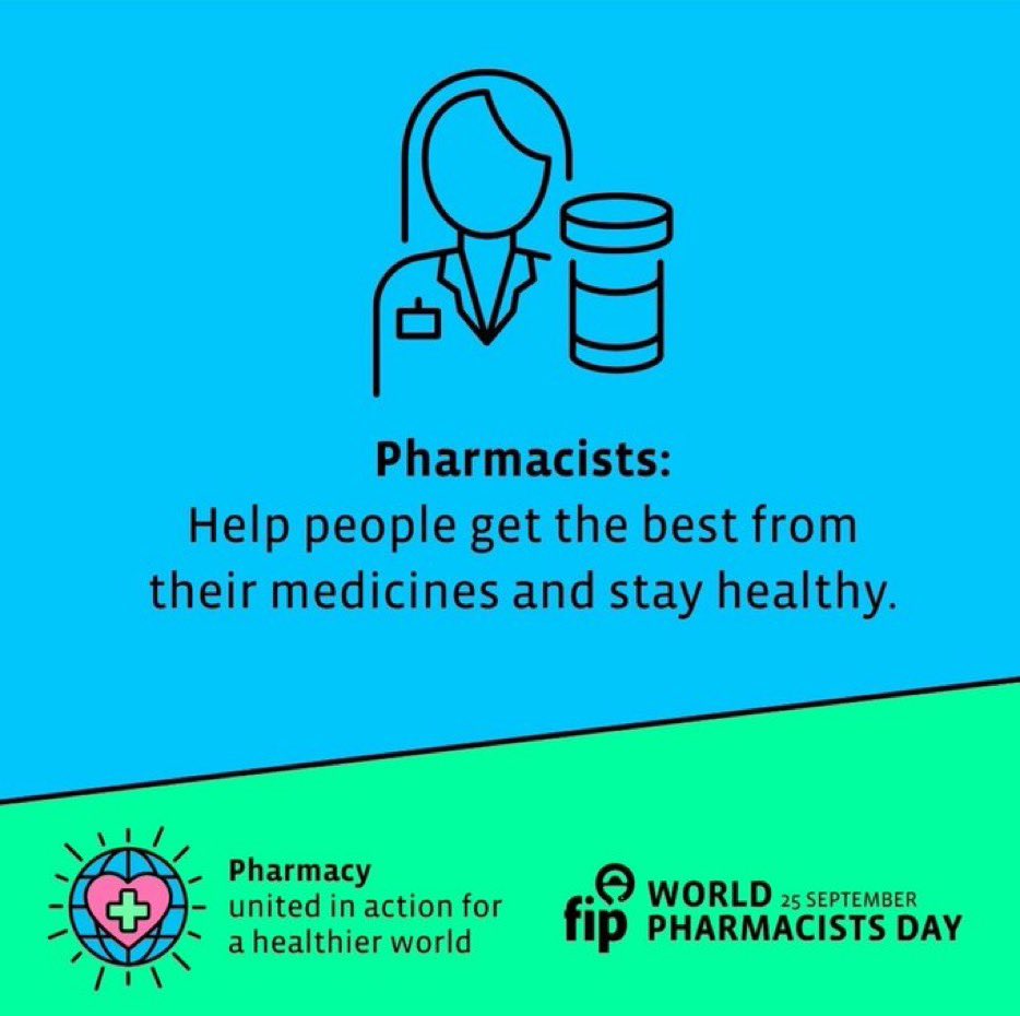 A great day for celebrating #pharmacists! We increase access to & improve use of life-saving medicines all over the world. We are a valuable part of your #healthcare #team! #WPD2022 #KnowYourPharmacist #AskYourPharmacist #CelebrateYourPharmacist