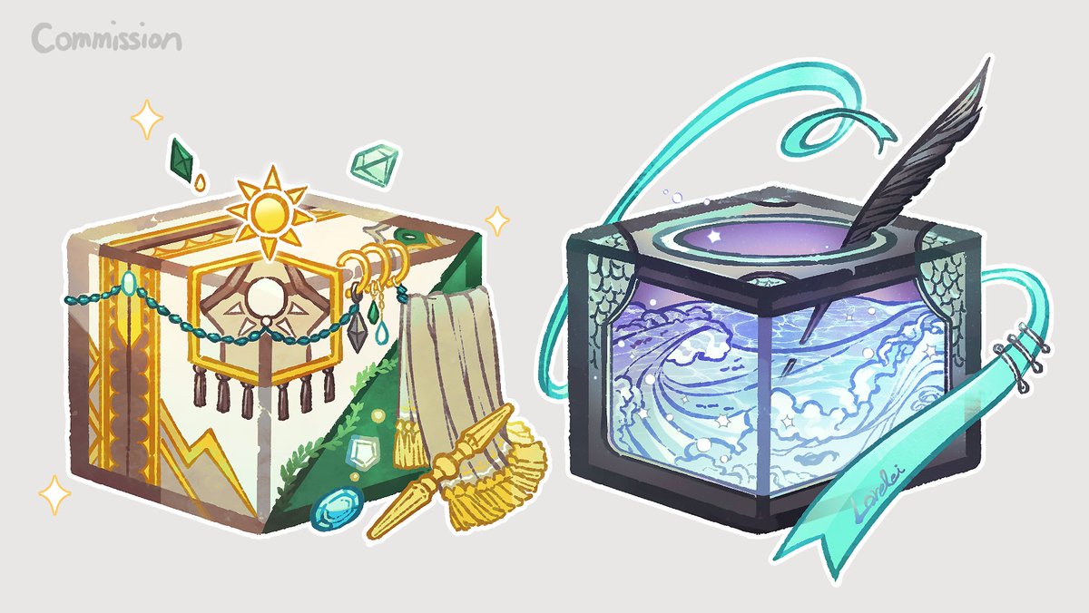 commission_HOL's tweet photo. 좀 더 크게 보기 위해 패키지도 단독으로 올려봐용 중동풍+물과 잉크 소재라 박스를 조금 변형해봤답니다 https://t.co/ZF6af6Xw5W