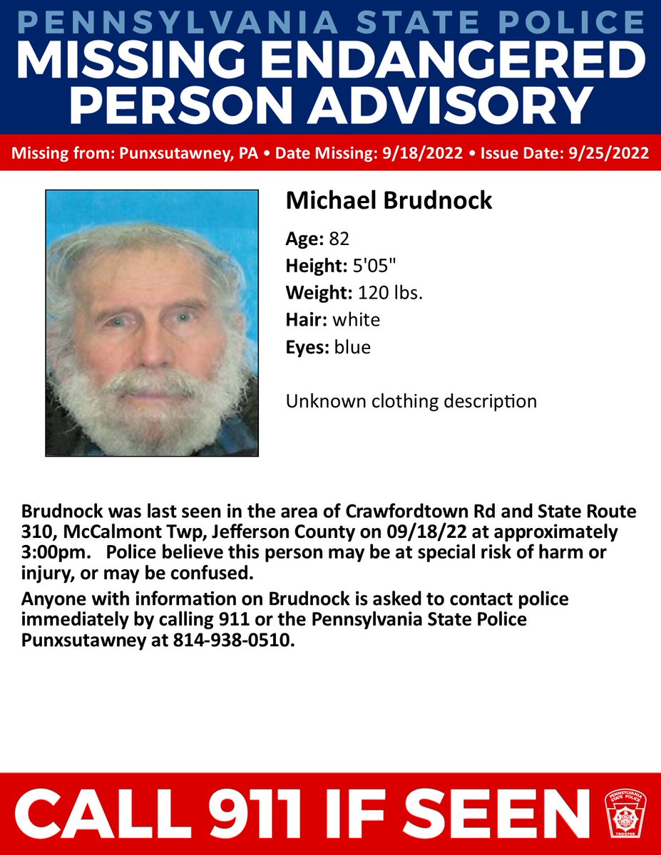 PA State Police on Twitter "JEFFERSON COUNTY Missing Endangered