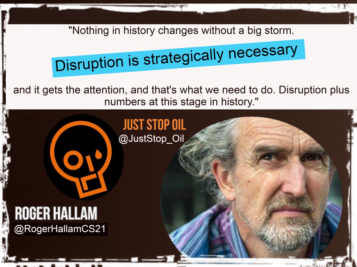 CodeRedEarth's tweet photo. "Nothing in history changes without a big storm."
@RogerHallamCS21 
#DisruptionPlusNumbers #JustStopOil 
It's the power we have at this stage for sure. 
#ClimateEmergency https://t.co/Ls1d1sxtV2