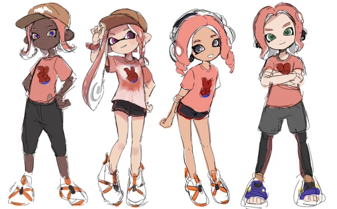 Also was meant to finish this before this splatfest but I just haven't had the time  and now I'm too lazy to finish it but the squad during the test fire!! + gremlin googles with qoon 