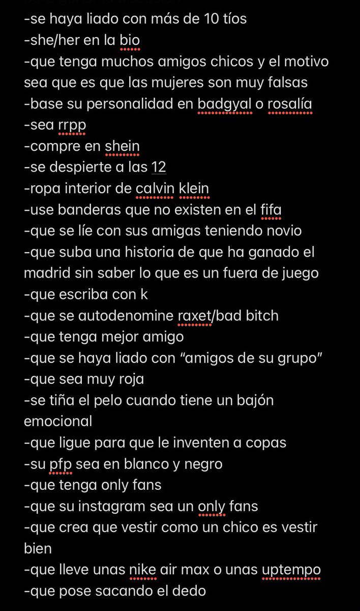 aguakatetuiter's tweet photo. he hecho lo que para mi son las red flags de mujeres https://t.co/mQ9BRVaxLx