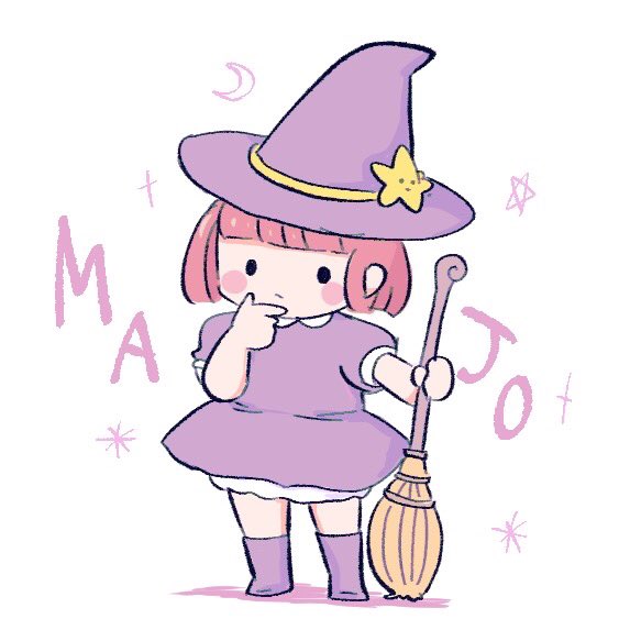 1girl hat solo witch hat broom dress holding  illustration images