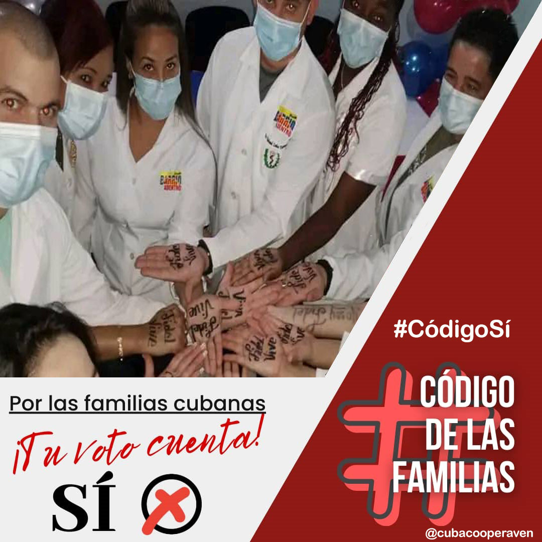 #CódigoSí de la unidad, de los afectos, de amor para el presente y el futuro de la Patria.

#CubaPorLaVida 🇨🇺 #Cuba 🇨🇺 #CódigoDeLasFamilias 🇨🇺

<a href="/cubacooperaven/">Brigada Médica Cubana en Venezuela</a>