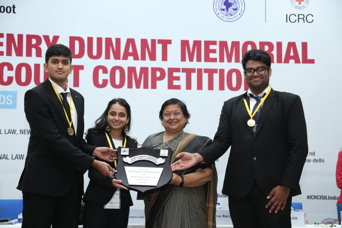 ICRC_nd's tweet photo. The 21st Henry Dunant Memorial Moot Court Competition winners are the Maharashtra National Law University, Mumbai. Our heartfelt congratulations to the winners, runner-ups, and all the other teams who participated. 
#ICRCISILIndiaMoot https://t.co/4ehmgPFa3p