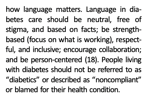 docmaltese's tweet photo. People living with diabetes should not be referred to as “diabetics” or described as “noncompliant” or blamed for their health condition. (ADA/EASD 2022 consensus ).

 #LanguageMatters #EASD2022 https://t.co/10jokln7ok