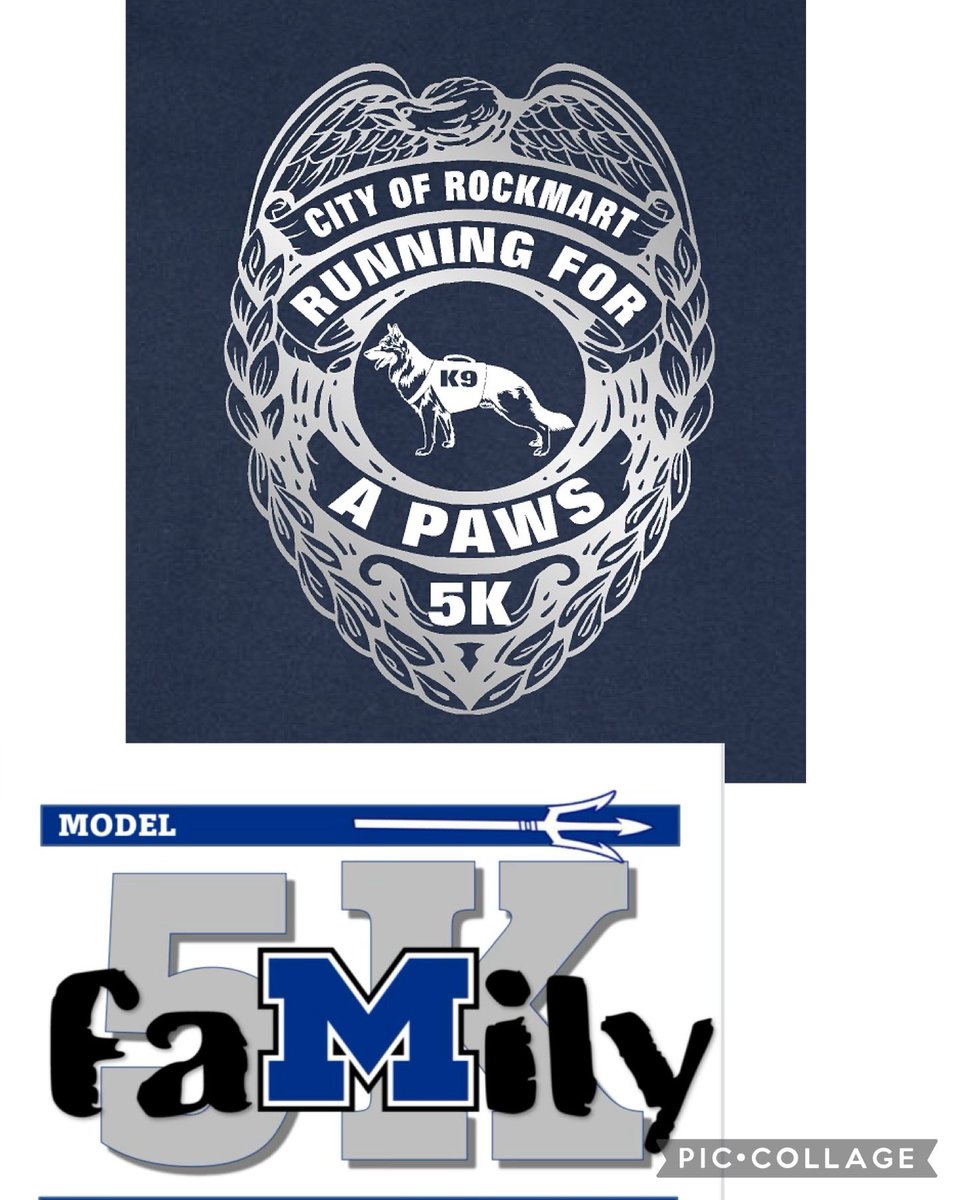 Not one but 2 GREAT RACES Next Saturday!! Last Day to Pre-Register to guarantee T-shirt Size and lower Race Rate!!! Race information here:
*City of Rockmart – Running for a Paws 5K:  runsignup.com/Race/GA/Rockma…
*Model 5K faMily Trail Run:  runsignup.com/Race/GA/Rome/2…