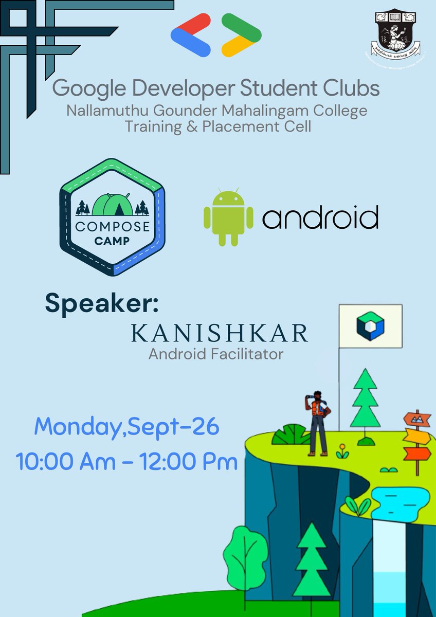 gdscngm's tweet image. We’re on a mission to make Android more accessible and fun. This month, we’ll be hosting #AndroidComposeCamp, an opportunity for you to create something amazing with your phone.
#gdscngm #gdsc #googledeveloperstudentclub #google #developer #developerstudentclubs #dsc #ngmc #ngm