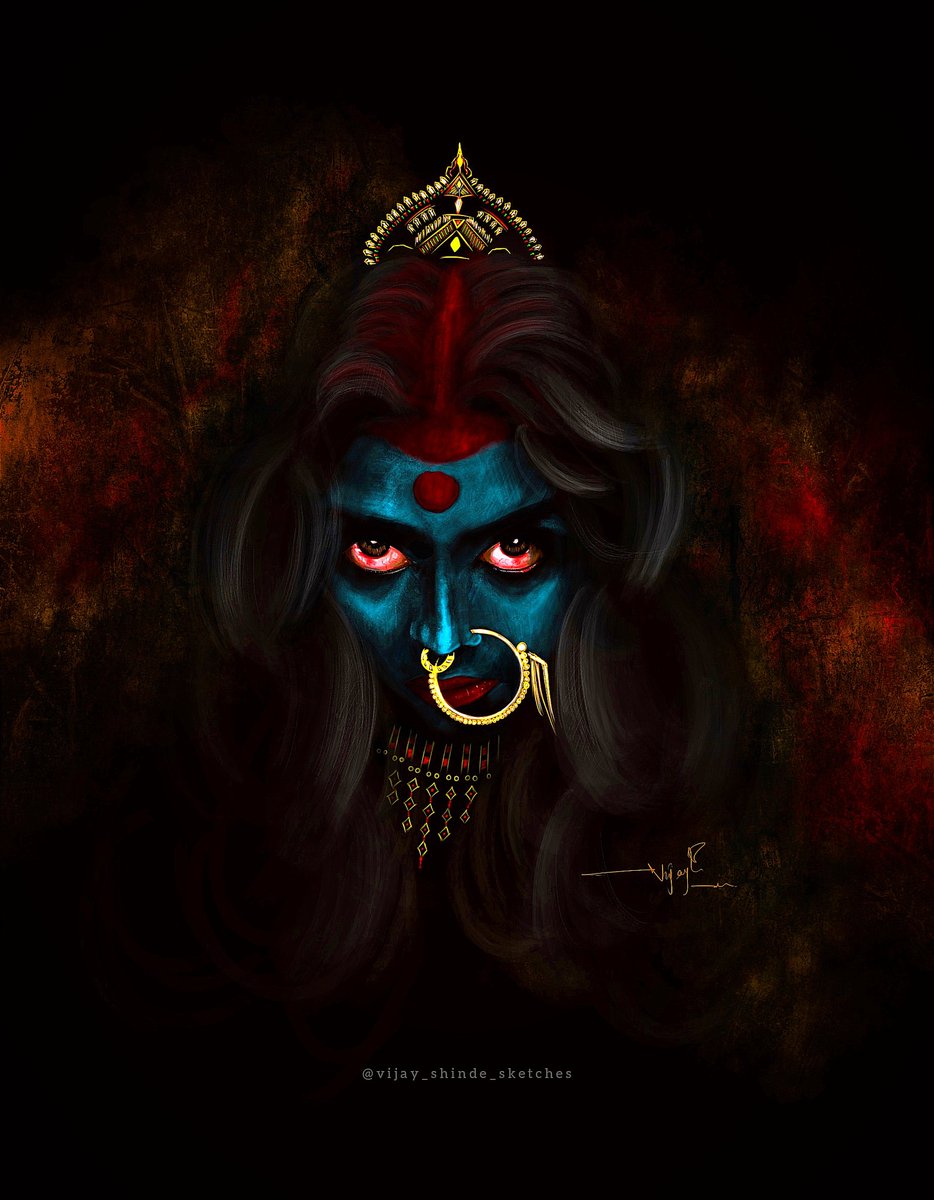 चारों तरफ हो जाए घोर अँधेरा
रौशनी बनकर माता रानी राह दिखाना
. 
Digital painting🎨
. 
#vijayshindesletches