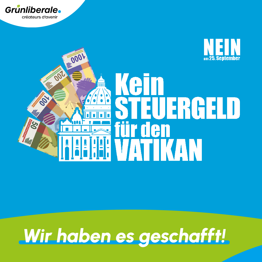 Herzlichen Dank für eure Unterstüzung, wir haben es geschafft!! 🎉🥳
Wir freuen uns sehr über das Nein zur Vatikan-Subvention.

#glpluzern #zukunftwählen #vatikangeldnein