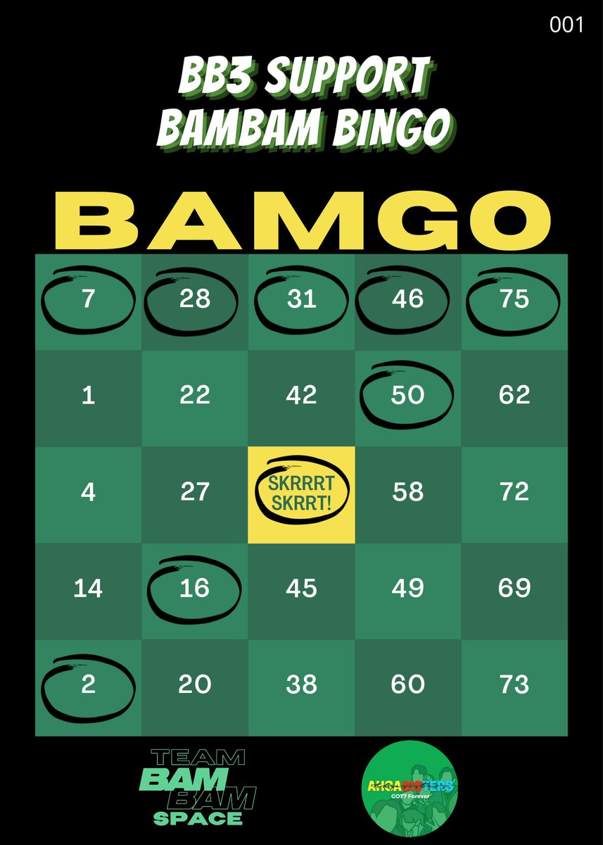 TeamBamBamSpace's tweet photo. 📢#BB3Support : BAMGO Game just ended!

Special thanks to @AHGASISters_ + Genie Gang Bestie for this collaboration, to @lemon_yb &amp; @HappytimesBB for the BamBam B sealed album, and to all who joined in our Fundraising Event and Twitter Space. 😊🙏💚💚💚

#BamBam @BamBam1A https://t.co/tNvkd1q8RP