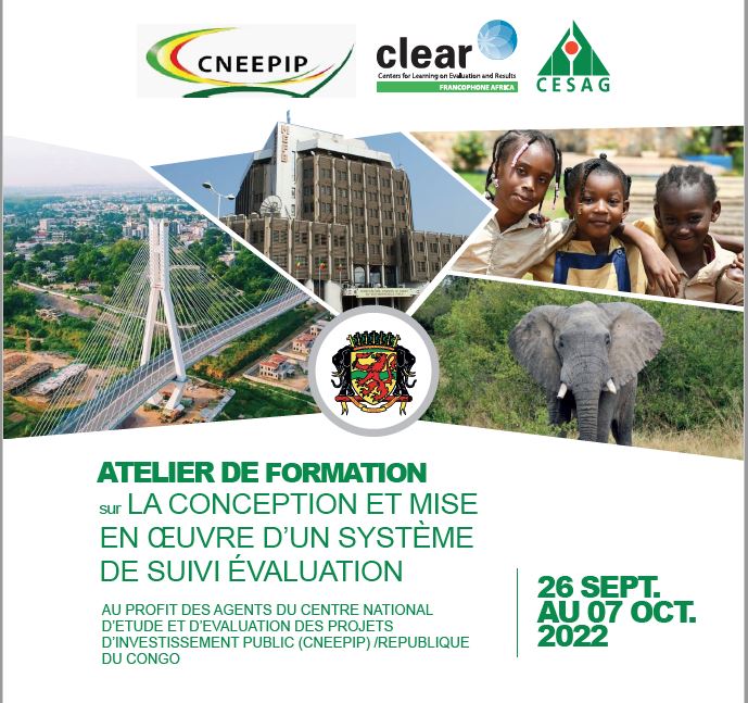 ClearFA_CESAG's tweet photo. A partir de ce lundi 26, #ClearFa conduit 1 série de 3 formations pour la #CNEEPIP du #Congo_Brazzaville. La formation 1 ( voir image) vise à fournir les outils, les approches et les compétences pour la conception et la mise en oeuvre de systèmes de #suivi_évaluation efficaces. https://t.co/WSvGgFnuGG