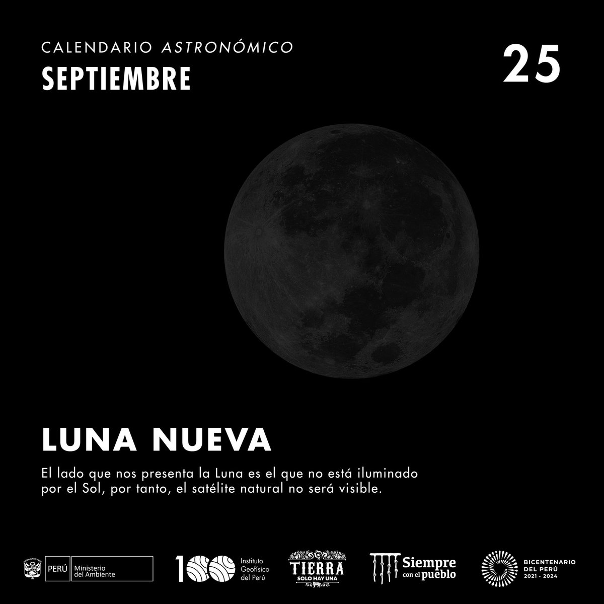 igp_peru's tweet photo. #LunaNueva 🌑
La #Luna estará presente en el cielo durante el día, en una posición entre el #Sol y la #Tierra, lo que significa que el Sol iluminará la zona de nuestro satélite natural que no podemos ver (la zona posterior).
#IGP #Astronomía #IGPeduca #Ciencia https://t.co/sVFjnkzoeX