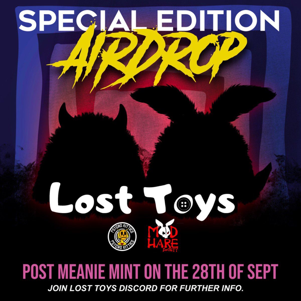 As you know it, @losttoysnf is giving away 20 special-edition NFTs designed by <a href="/Ugonzo_art/">UGθηZθ</a> &amp; <a href="/ElRealGenius/">GENIUS</a>!

These will grant you access to the best tools on Cronos &amp; soon <a href="/cryptocom/">Crypto.com</a>!

To enter:
-Follow <a href="/losttoysnft/">Lost Toys</a> &amp; @psychokittiesog

-Like
-RT
-Tag 3 friends

48hrs⏳GL🍀