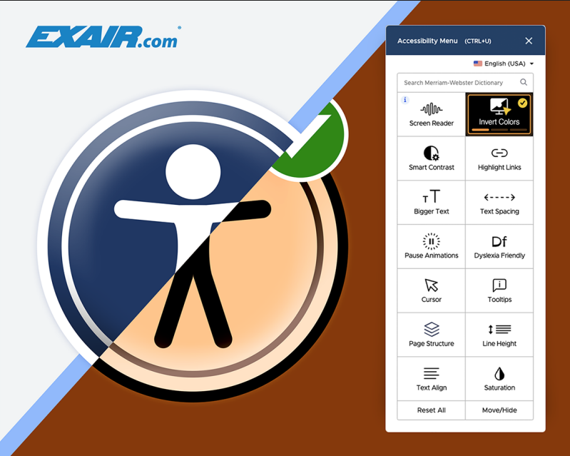 AirtecGlobal's tweet photo. Exair .com Improves Web Accessibility with ADA Compliance Features!

💻  Improved web accessibility for people who are affected by a variety of impairments such as hearing, visual, mobility &amp; cognitive impairments

Contact us! support@airtec.global https://t.co/ajzp78nNuH