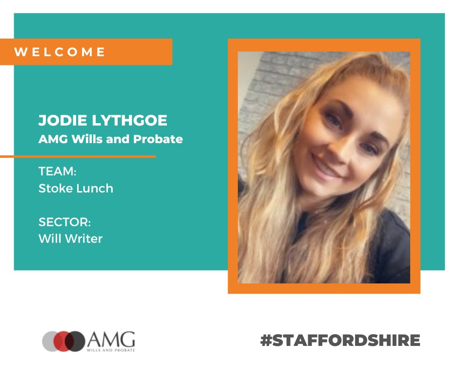 NetworkinUk's tweet photo. Please join us in offering a warm welcome to Jodie Lythgoe from AMG Wills and Probate who has joined #TeamStokeLunch in the Will Writer seat.
Find out more about who makes up Team Stoke Lunch here https://t.co/BKKiKa0519 https://t.co/5jMlNVLD1P