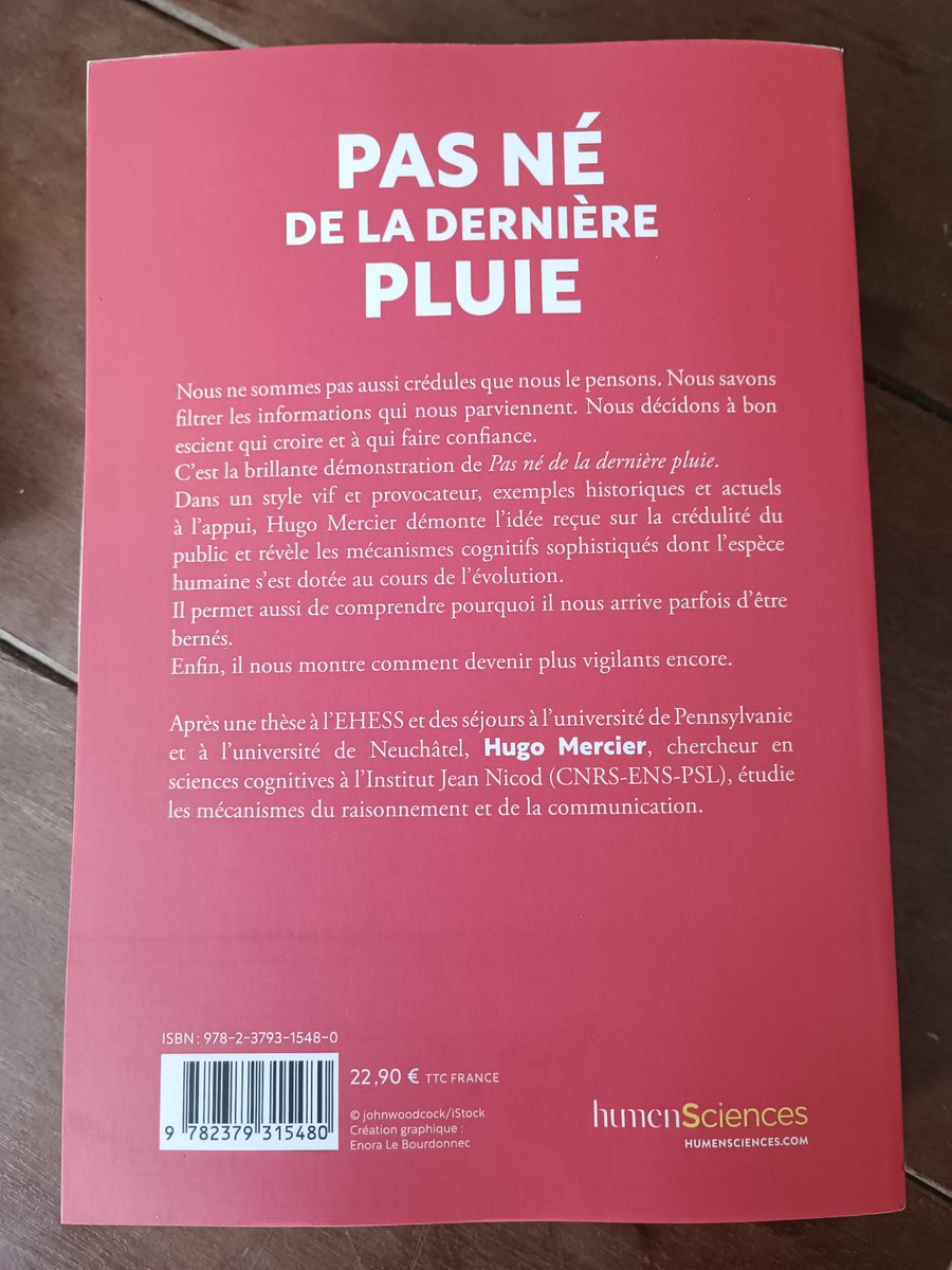 🎉 Ça vient de sortir en français et c'est très bon ! Ça se lit très bien, pas de jargon inutile, mais rigoureux, basé sur les meilleures preuves dispos et avec de petites anecdotes pour agrémenter le propos.
Excellent remède si vous êtes dépité par la crédulité humaine ambiante!