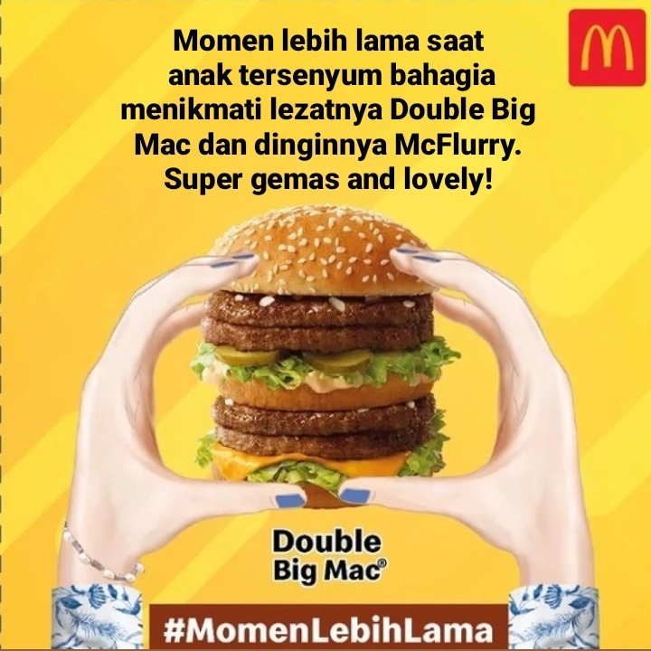 syindyraff's tweet photo. Kompetisi Big Mac #MomenLebihLama yang selalu bikin happy yaitu melihat anakku tersenyum bahagia menikmati Double Big Mac dan McFlurry kesukaannya. Super gemas! 😍 @McDonalds_ID https://t.co/FKTtum2fUa