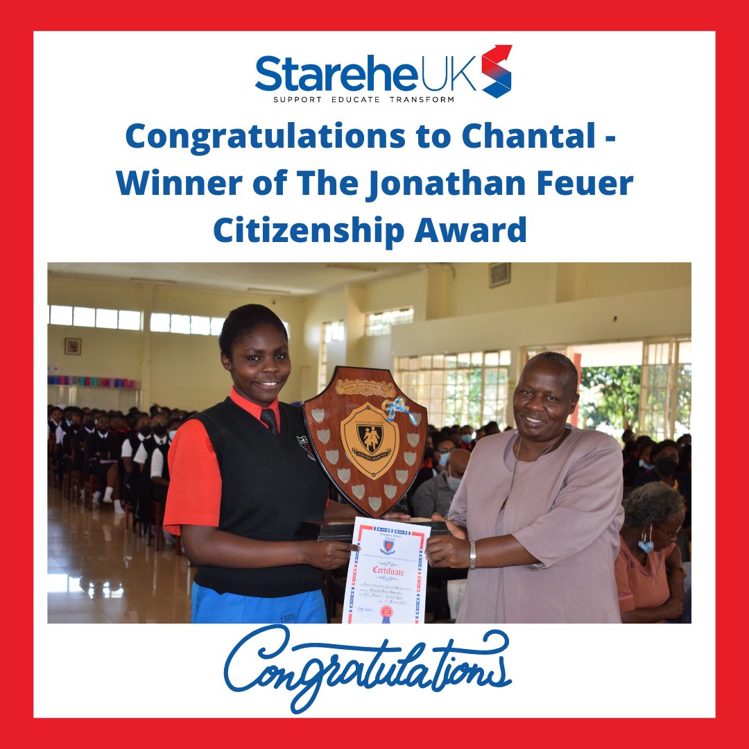 StareheUK's tweet photo. Congratulations to Chantal - Winner of the Jonathan Feuer Citizenship Award. 

The entire student body has chosen Chantal as the finest school citizen for the 2021 academic year. 

To read the complete write up please visit https://t.co/vzfPISsm30 https://t.co/pqPGf50zMe
