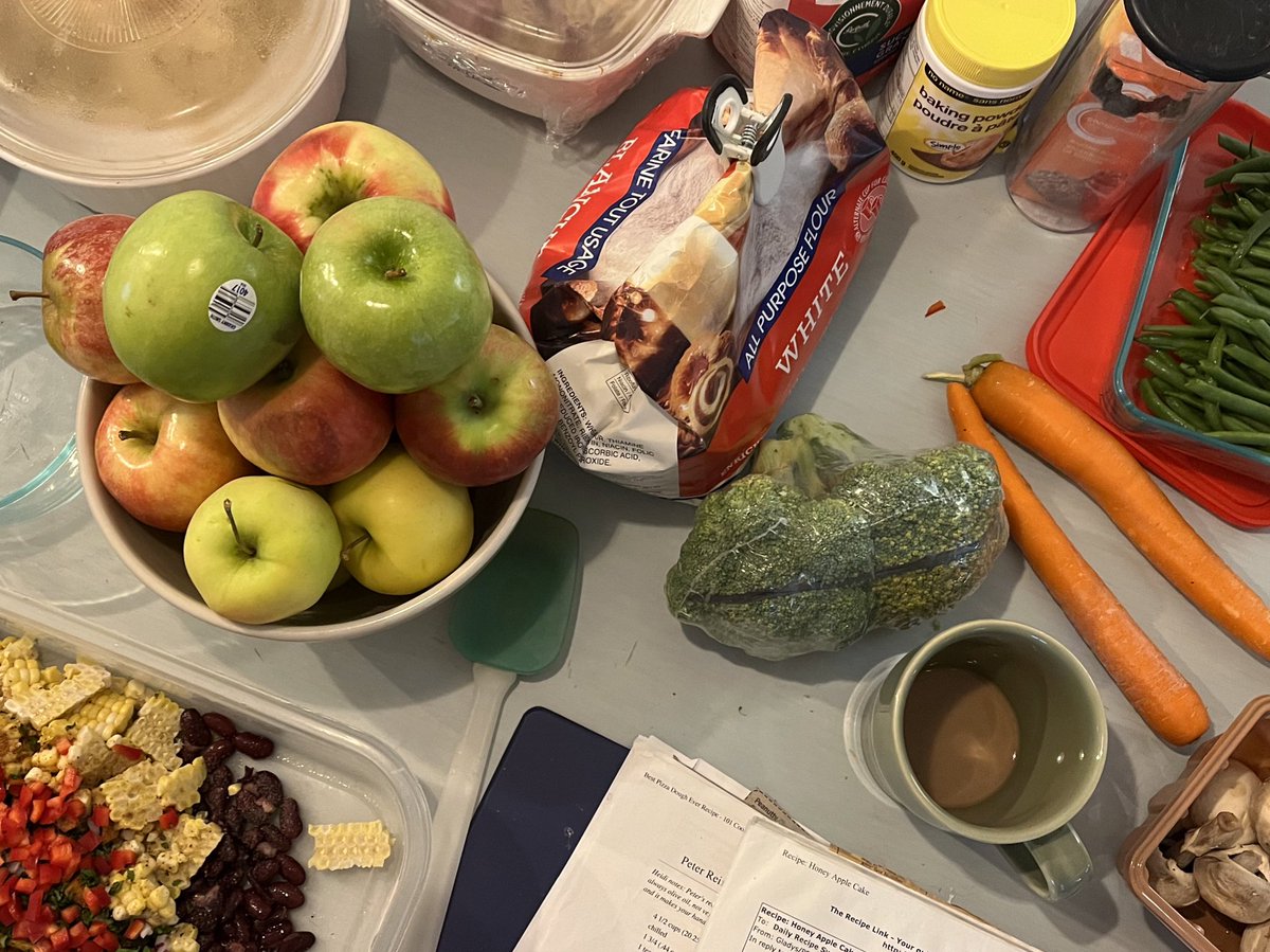 catmazhar's tweet photo. Honey, apples and yes, southwestern bean and corn salad. Week-ahead food prep, coffee and the Sunday Magazine. @piya @dawna_dingwall @CBCSunday https://t.co/0MGD3JQZV4