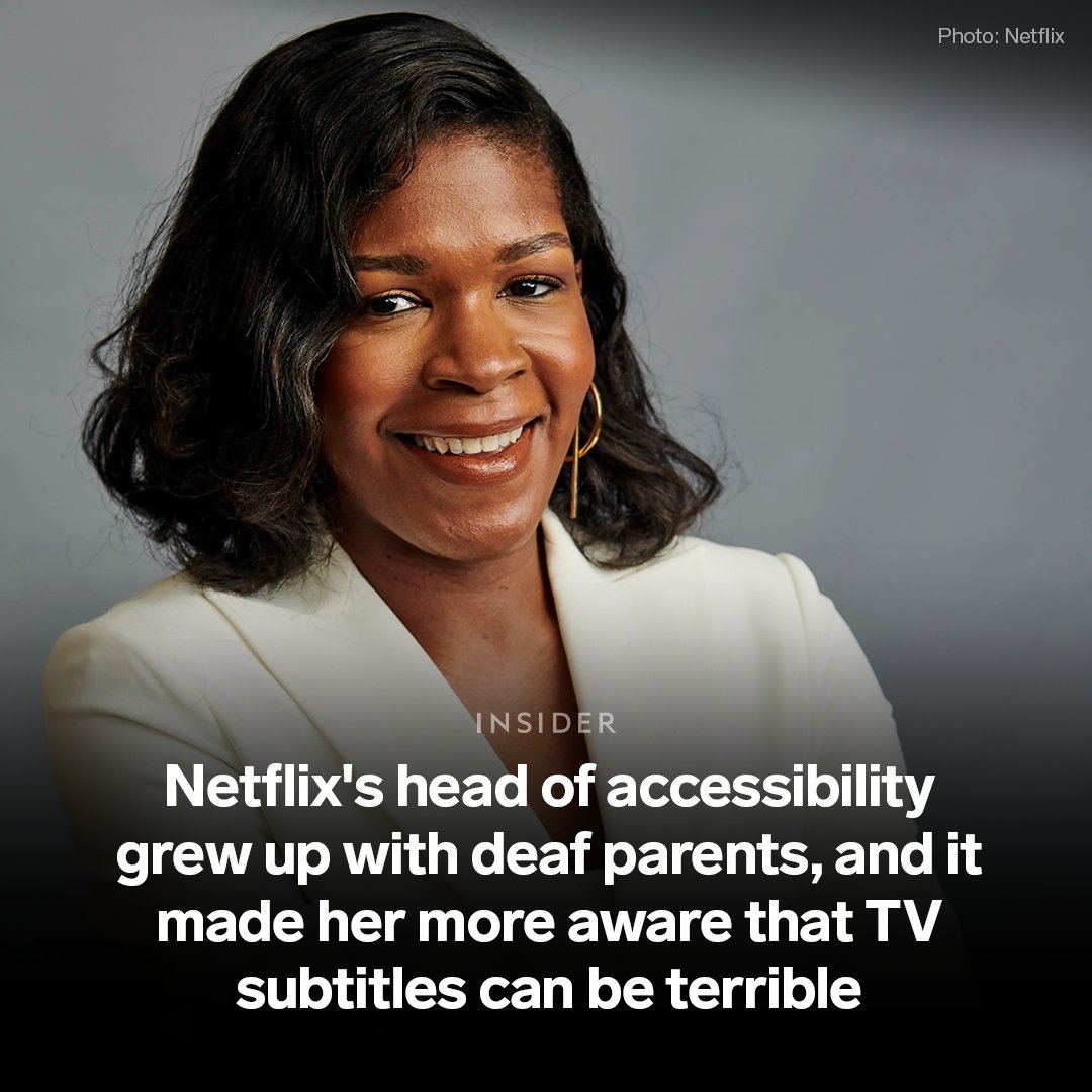 insidermedia's tweet photo. When she watched TV at a friend's house as a child, Heather Dowdy, @netflix's first director of product accessibility, realized people didn't always use subtitles. ⬇️

🧏 At her home, subtitles were always on, because @heatherdbuilds’s parents are deaf.

https://t.co/djW09klVuU https://t.co/ywbwquTMY6