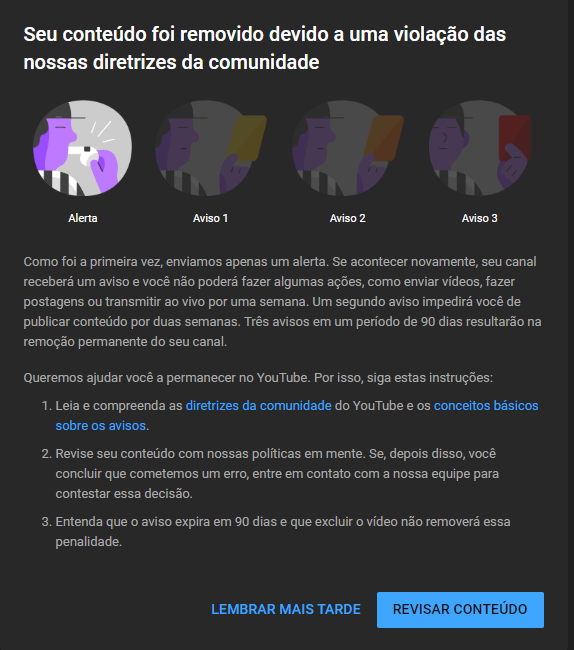 MatheusVitor314's tweet photo. como se já não bastasse a T2 caçando os mods, agora o YT tá fazendo o mesmo, vários dos meus vídeos foram sinalizados com links nocivos injustamente, e tive vídeos removidos, acordei com 32 emails do YT, achei que tinha perdido o canal
@YouTubeBrasil @Lion_Central @White_Central https://t.co/SfCRCbzJUh