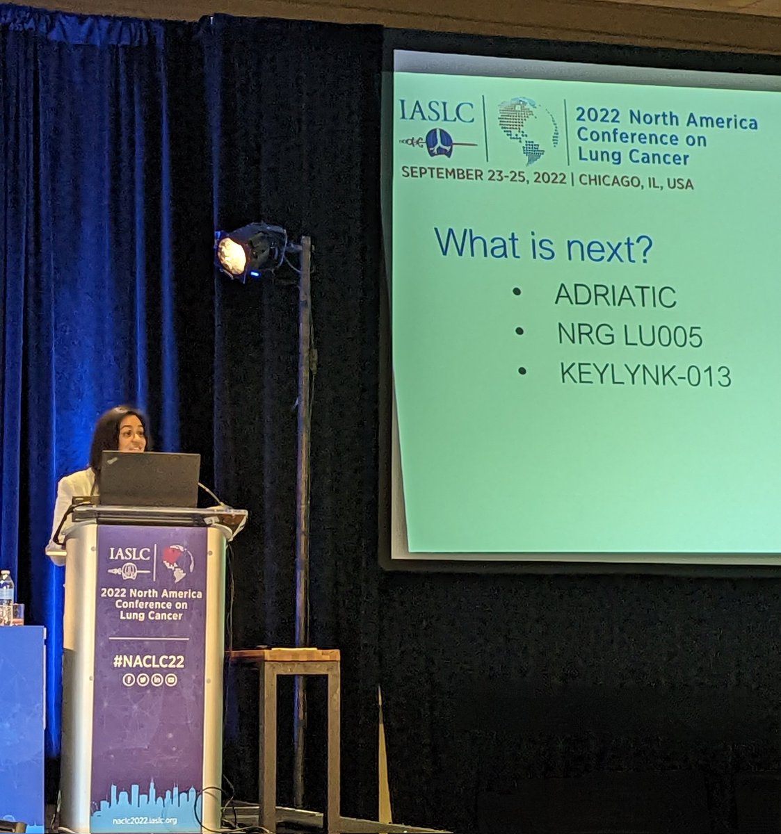 Great talk on updates in SCLC this morning at #NACLC22! 

Bonus: I got to cheer on my former resident @ShrutiPatelMD, now boss oncology fellow.