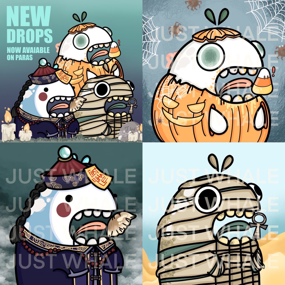 ✨👻NEW DROP👻✨
First three members of spooky collection 
“Which one is your favorite?”
Visit the link click : paras.id/collection/jus…

Follow for more : linktr.ee/JustWhale

#NFTcolletion #NFTs #NFTartworks #whale #ghost #paras #NFTCommunity #NFTProjects