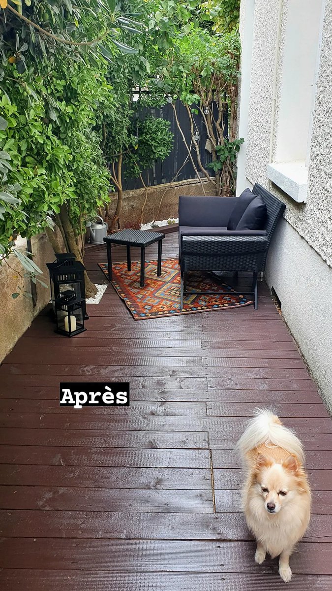 farfadine's tweet photo. L'embellissement de notre terrasse est terminé. Voici un avant/après. Vous aimez ? 🤓 #décoration #jardinage #HomeSweetHome https://t.co/W4a51CNFBZ