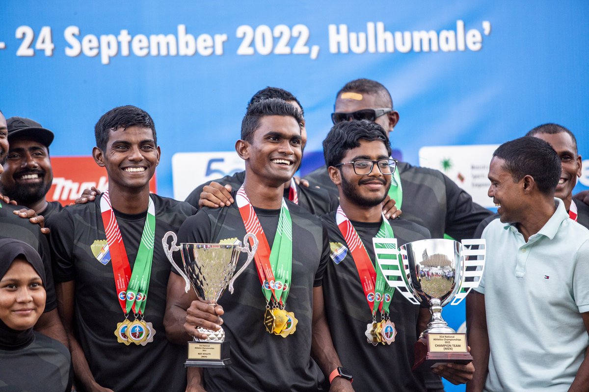We are the champions of National Athletics Championship 2022.

📸: @adhadhusports / <a href="/shabin_ir/">Mohamed Shabin IR 🇲🇻</a> 
#FastestInMaldives
#DhiraaguBrandAmbassador