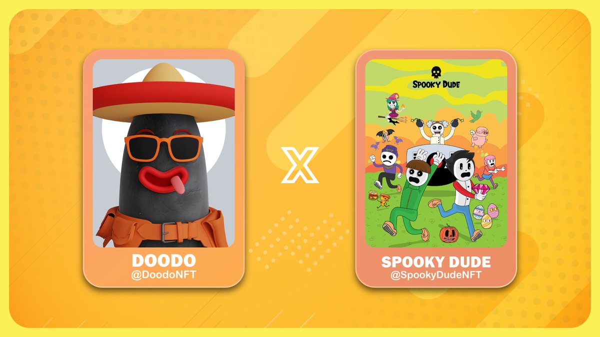 doodonft's tweet photo. 🎁Collab #WLGiveaway🎁

DOODO  X  Spooky Dude

Prizes:
🏆 5 WL from @doodonft
🏆 5 WL from @SpookyDudeNFT

To Enter:
1️⃣Follow @doodonft and @SpookyDudeNFT
2️⃣❤ &amp; RT
3️⃣Tag 3 friends.

24H⏰

#doodonft #NFT #NFTGiveaway #NFTProjects #NFTs #nftart #NFTGiveaways #ETH #BTC #NFTdrop https://t.co/uunyynF5Ap