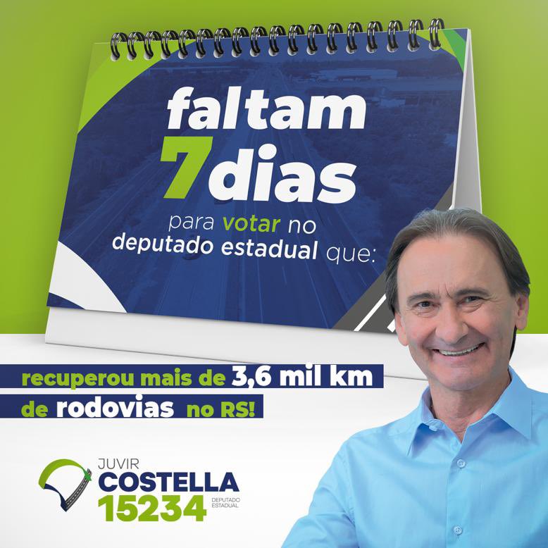 juvircostella's tweet image. Faltam 7 dias para votar no deputado estadual que recuperou mais de 3,6 mil km de rodovias no RS!1️⃣5️⃣2️⃣3️⃣4️⃣✅

🔵🟢 #CostellaÉ15234 #CostellaDeputadoEstadual #FazPelasPessoas #FazPeloRioGrande