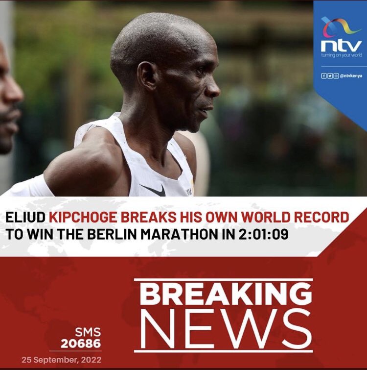 Congratulations <a href="/EliudKipchoge/">Eliud Kipchoge - EGH🇰🇪</a> on breaking your marathon record. A brilliant performance from an amazing athlete. That sub 2 is getting closer and we hope to see you in <a href="/Paris2024/">Paris 2024</a> #TerreDesJeux 🇫🇷 🇰🇪