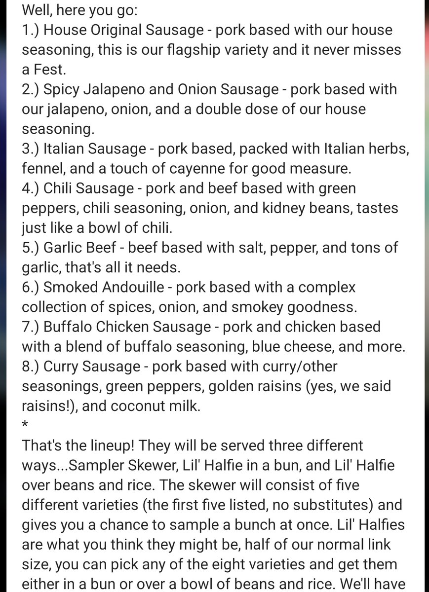 TLHBeerSociety's tweet photo. Our man Pete at @thecrumbox is going ALL in on the menu today for the 2022 #Sausagefest!
All jokes about the name aside π, this is truly a GREAT, once-a-year event in Railroad Square - with all sausages ground by hand and made in-house.
Check out this #ImpressiveAF list! β¬οΈ https://t.co/XjFRPm4xyk