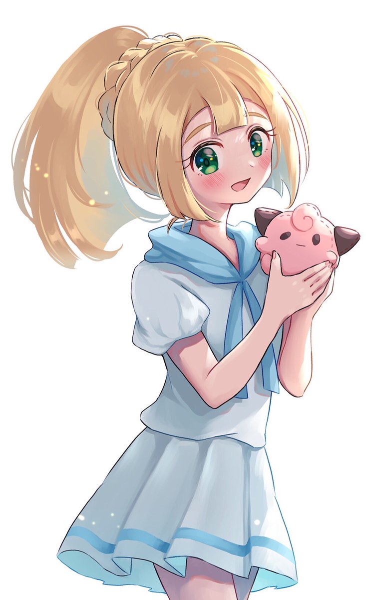 リーリエ(ポケモン) 「下書き交換!かちちゃん( )に線画と色塗りやってもらいました!!!美少女すぎる〜」|橙二🍇のイラスト