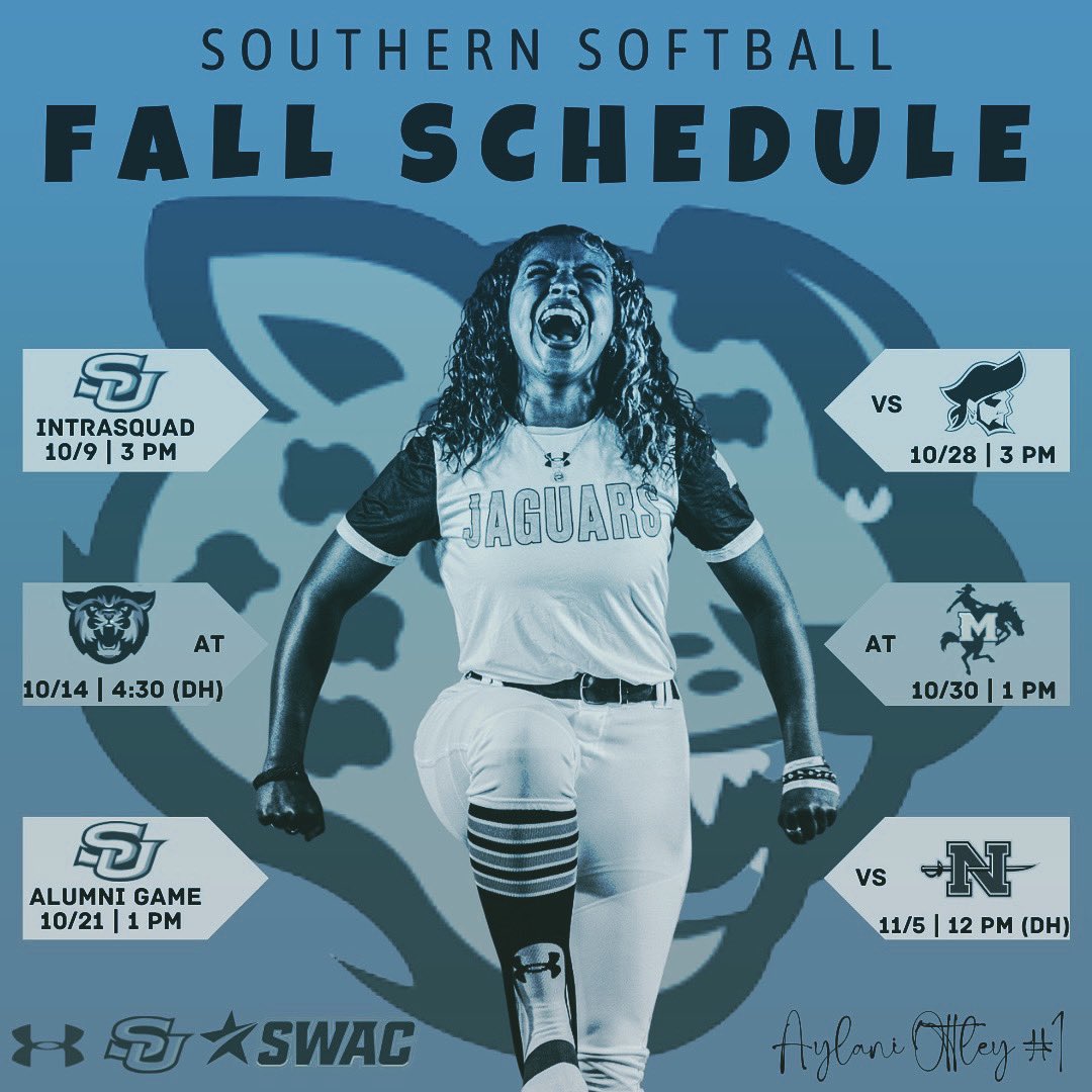 SUsoftball_'s tweet photo. 🥎MARK YOUR CALENDARS🗓
#DefendTheBluff #JagsOnTheProwl #SouthernIsTheStandard https://t.co/lbmCcEc3jG