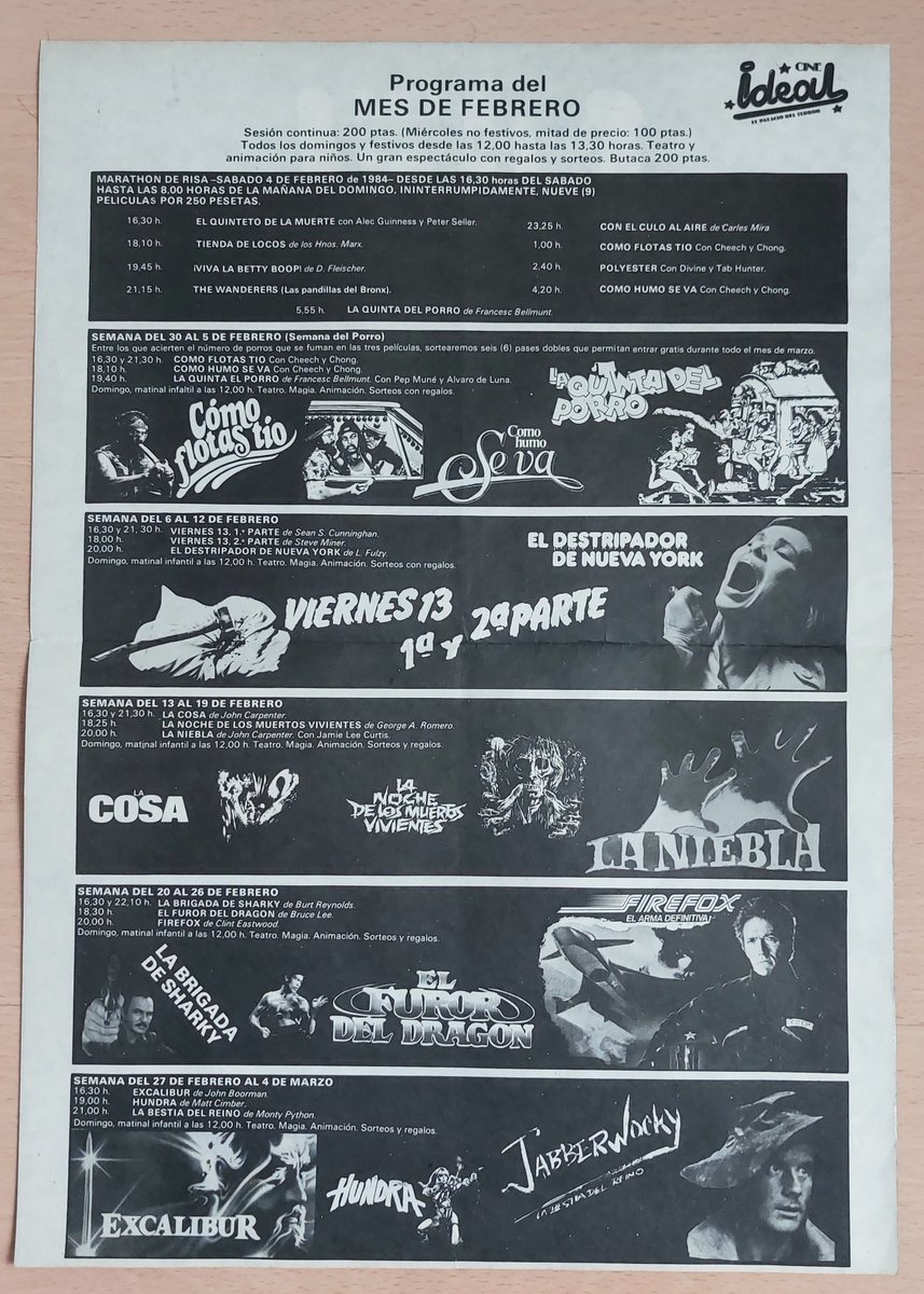 saturno747's tweet photo. @exhumedzine En Madrid, disfrutábamos con estos maratones de cine de terror. En el inolvidable cine Ideal. Años 80, por supuesto. https://t.co/q0HvPRjxto