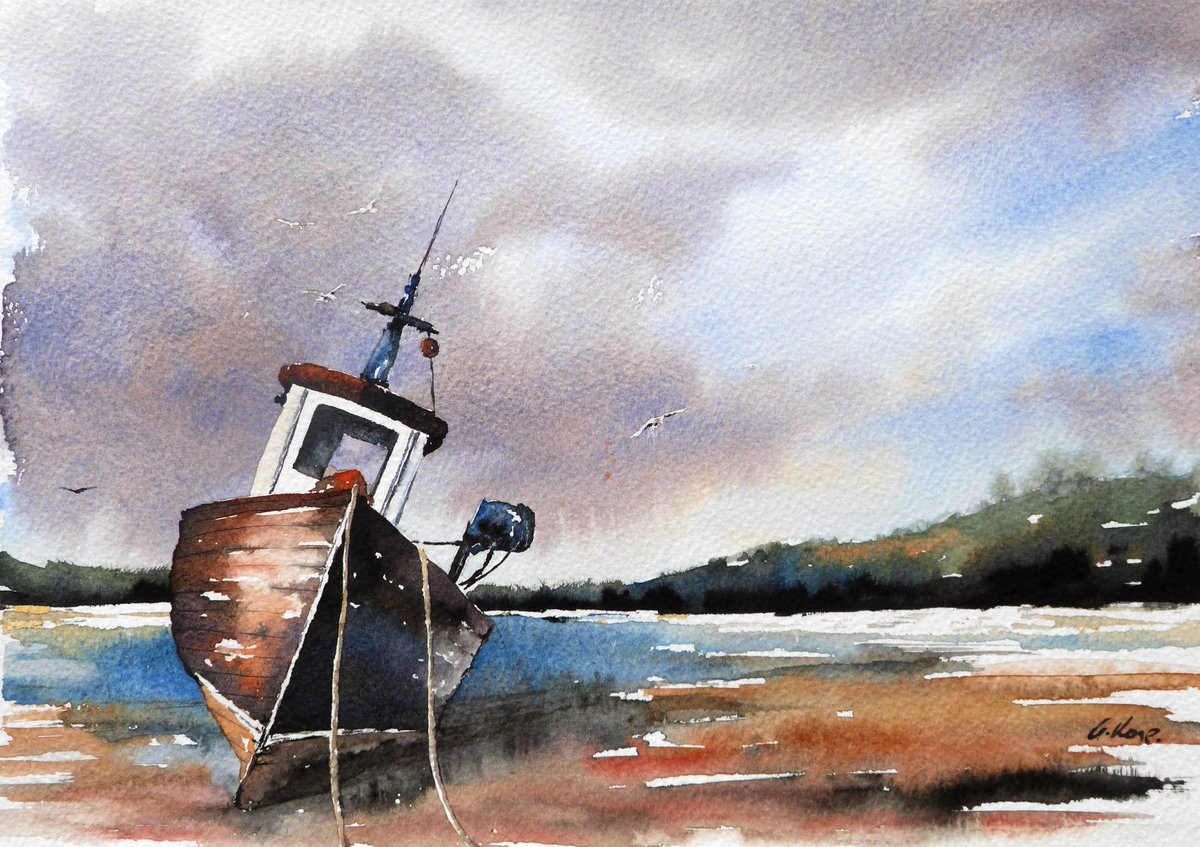 Two Boats, watercolour. @watercolour