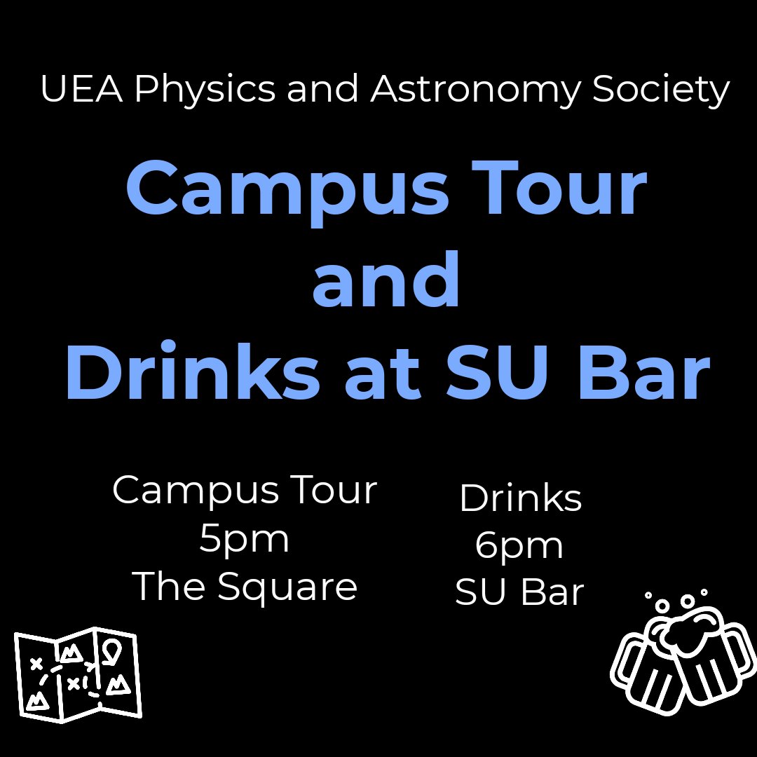 UEAPhysAstro's tweet photo. Come and meet us at The Square at 5pm tomorrow for a campus tour that's specifically for Physics and STEM students. If you know your way around campus already we'd love you to join us at the SU bar at 6pm.
We will also be announcing the winners of our book giveaway! https://t.co/0yUDb9akrS