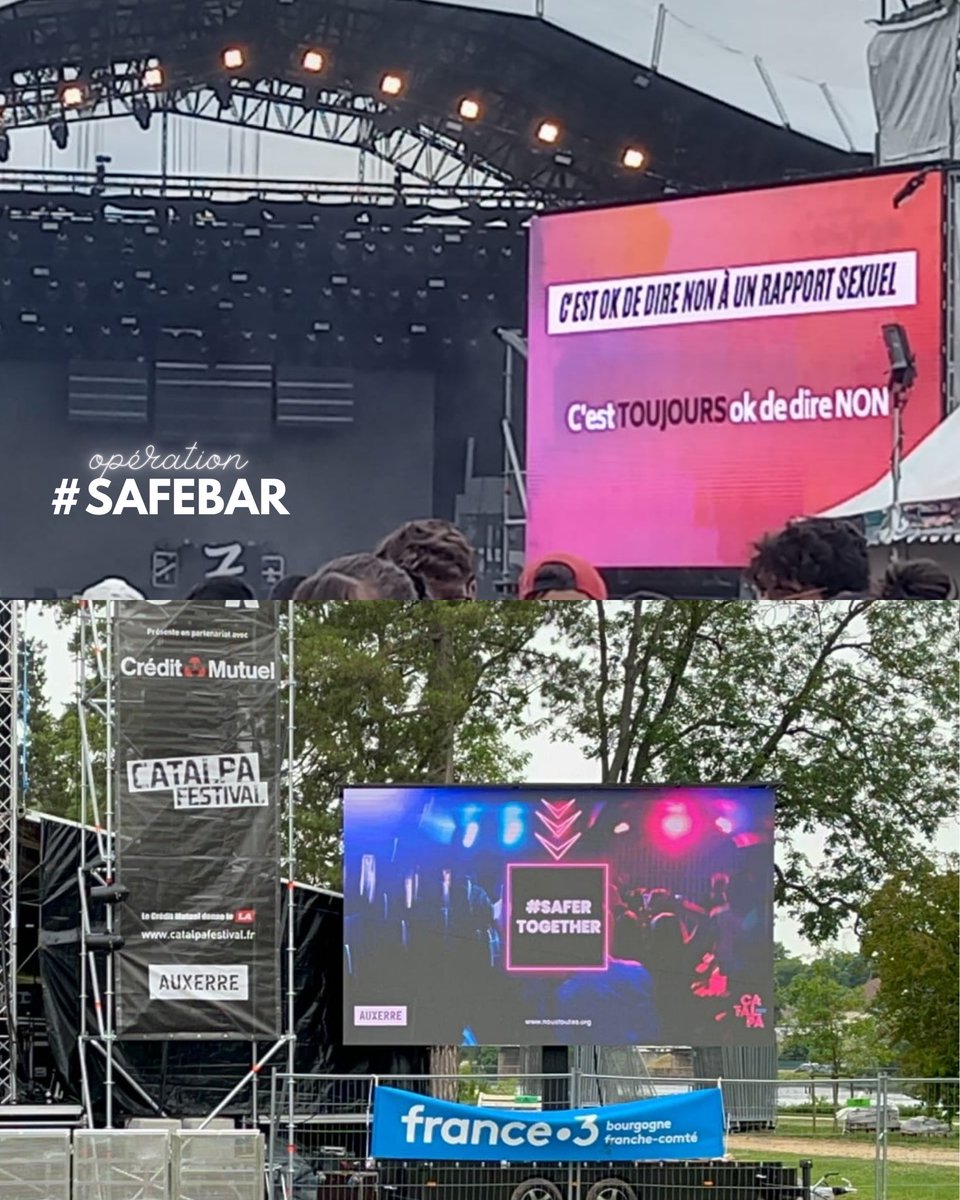 NousToutesOrg's tweet photo. Merci aux militant•tes des comités locaux et comités jeunes de #NousToutes pour vos actions de sensibilisation partout en France (et au delà !) 💪
Retour en image sur l’opération #SafeBar dans les bars et festivals ! https://t.co/datRe7lWag