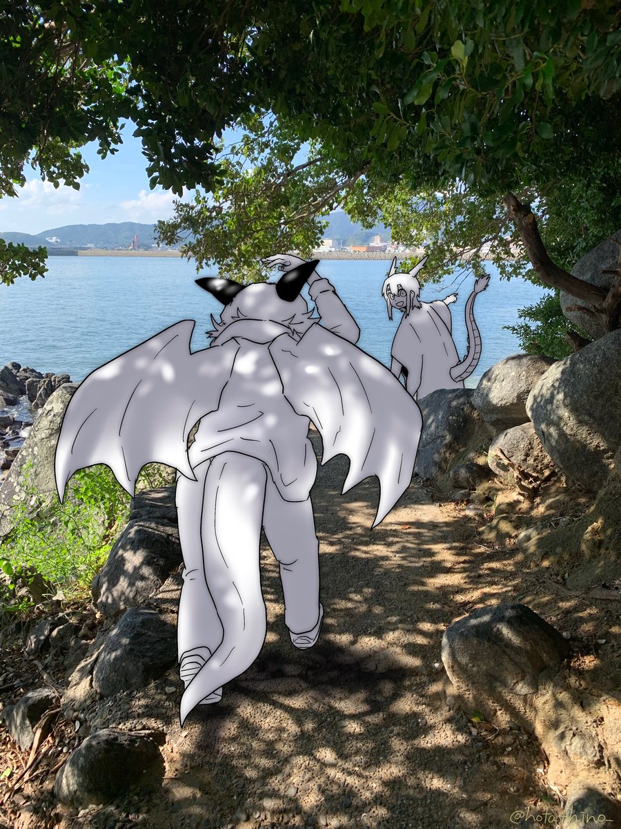 「東洋竜さんと西洋竜さんとおでかけin蒲郡(愛知県)その2 」|ほたてぃーの@グッズ通販受付中のイラスト