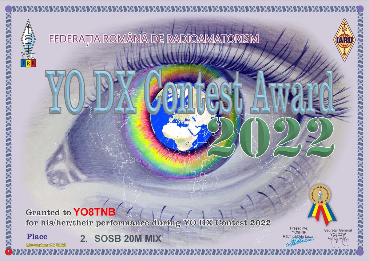 YO8TNB's tweet photo. YO DX HF CONTEST 2022 - Award
#yo8tnb #yodx #yodxhf #yodxhfcontest #yodxhfcontest2022 #yodx2022 #yodxhf2022 #radioamator #radioamatori #hamradio #amateurradio #radioamateur #frr https://t.co/nj6LolXyMr