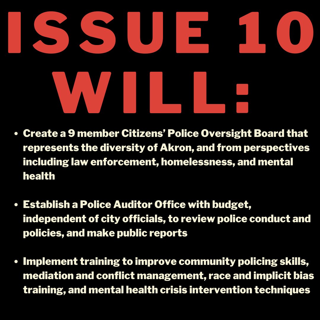 thefreedomBLOC's tweet photo. Vote YES on #Issue10 to Deliver Justice for Akron Families! For too long now, we’ve seen police assault or kill black and brown people with no consequences. If we want accountability, it’s obvious we can’t allow police to continue policing themselves Vote #Issue10ForAkron https://t.co/lNdHh8CNlx